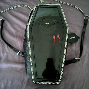 Betsey Johnson Halloween bat coffin purse